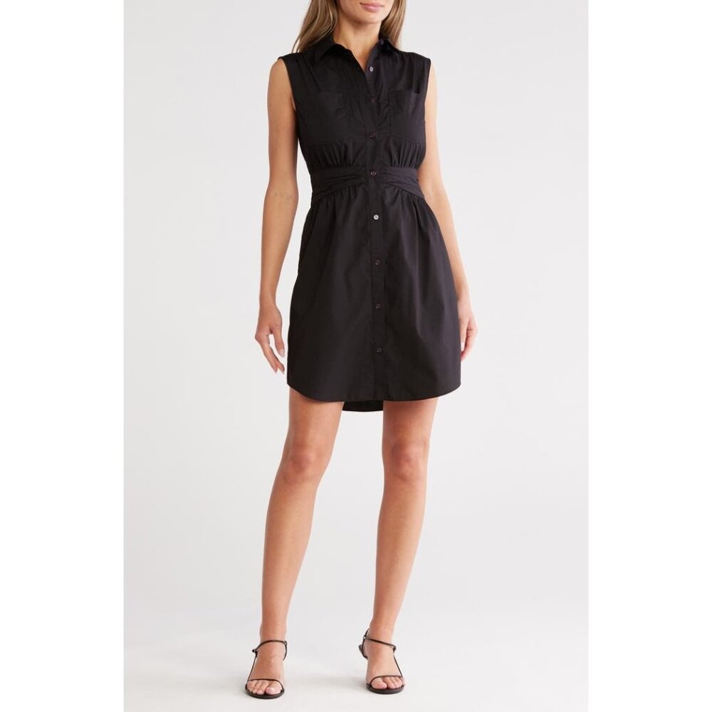 Derek Lam 10 Crosby Cora Sleeveless black Cotton Shirtdress size 12